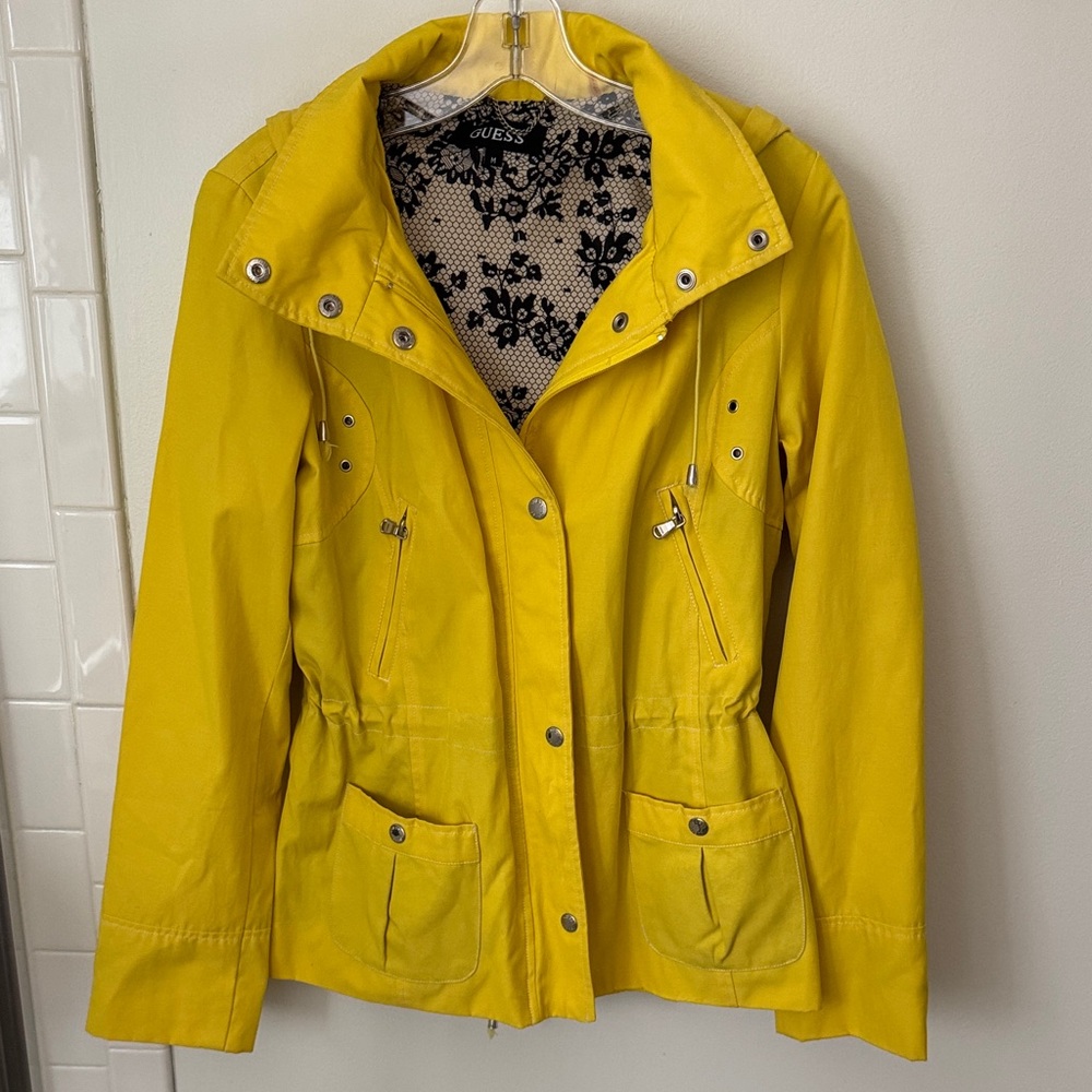 Guess Women's Vibrant Yellow Rain Utility Jacket